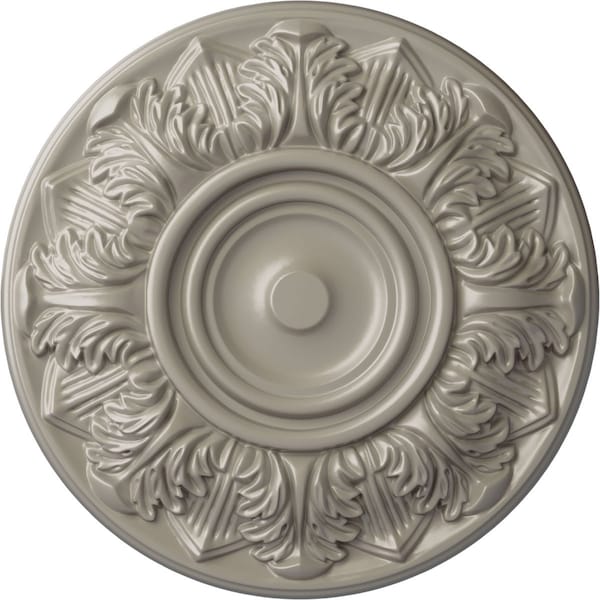 Ekena Millwork Whitman Ceiling Medallion (For Canopies up to 3 3/4"), Hand-Painted Pearl White, 13"OD x 1 3/8"P CM13WHPWS - main